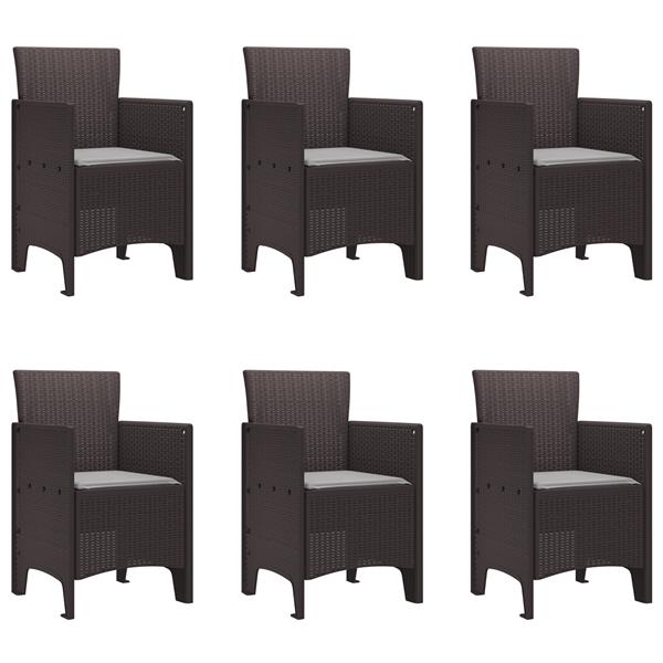 Grote foto vidaxl buiten eetset 7 pcs bruin 200 x 100 x 73 cm kunststof rattan tuin en terras tuinmeubelen