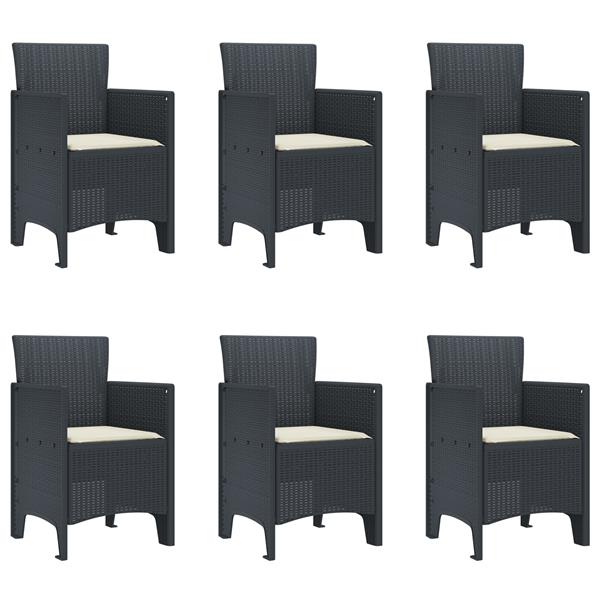 Grote foto vidaxl tuin eetset 7 pcs antraciet 200 x 100 x 73 cm polypropyleen tuin en terras tuinmeubelen