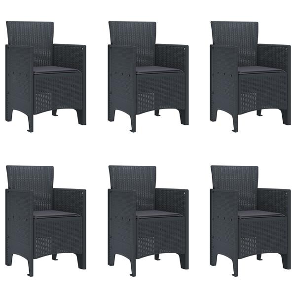 Grote foto vidaxl tuin eetset 7 pcs antraciet 200 x 100 x 73 cm polypropyleen tuin en terras tuinmeubelen