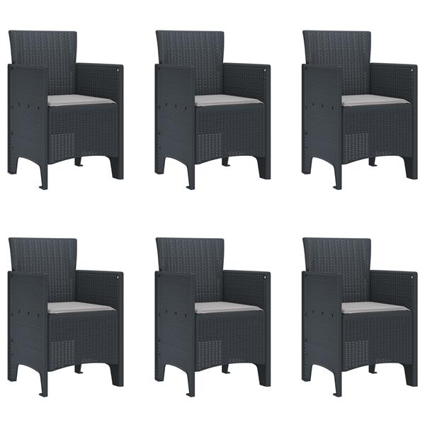 Grote foto vidaxl tuin eetset 7 pcs antraciet 200 x 100 x 73 cm polypropyleen tuin en terras tuinmeubelen