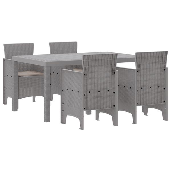 Grote foto vidaxl tuin dinerset 5 pcs lichtgrijs 150 x 100 x 73 cm pe rattan tuin en terras tuinmeubelen