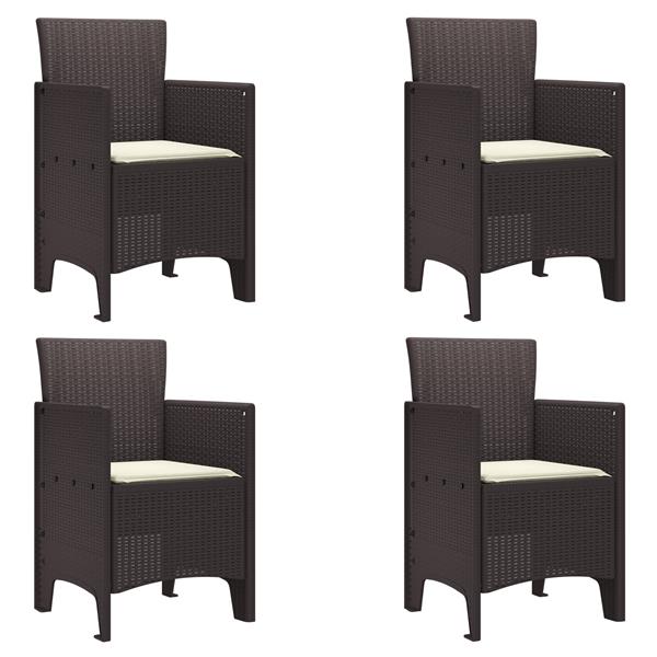 Grote foto vidaxl tuin eetset 5 pcs bruin 150 x 100 x 73 cm kunststof tuin en terras tuinmeubelen