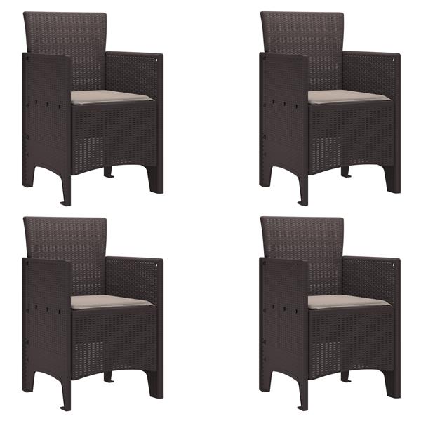 Grote foto vidaxl tuin eettafel set 5 pcs bruin 150 x 100 x 73 cm poly rattan tuin en terras tuinmeubelen