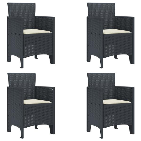 Grote foto vidaxl tuin eettafel set 5 pcs antraciet 150 x 100 x 73 cm pe rattan tuin en terras tuinmeubelen