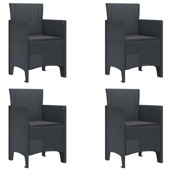 Grote foto vidaxl tuin eetset 5 pcs antraciet 150 x 100 x 73 cm kunststofhars tuin en terras tuinmeubelen