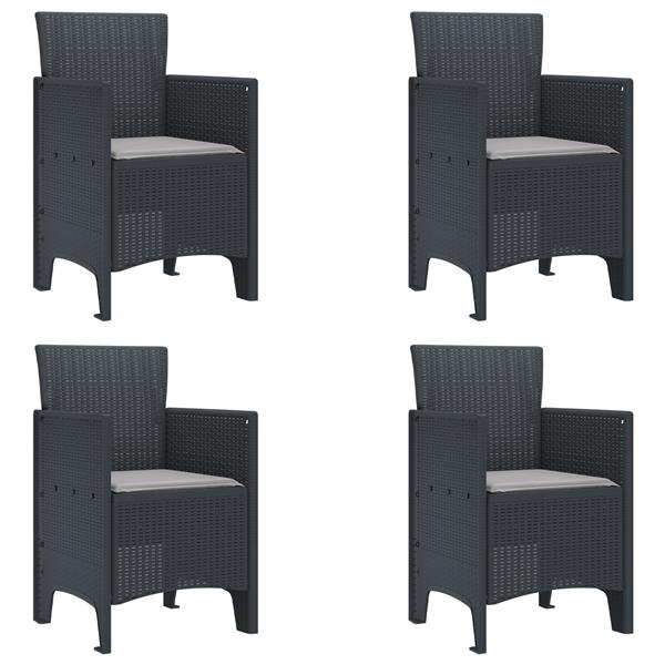Grote foto vidaxl tuin eetset 5 pcs antraciet 150 x 100 x 73 cm kunststof rattan tuin en terras tuinmeubelen