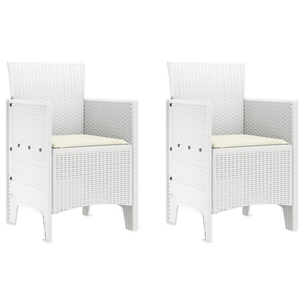 Grote foto vidaxl tuin eetset 3 pcs wit 100 x 100 x 73 cm poly rattan tuin en terras tuinmeubelen