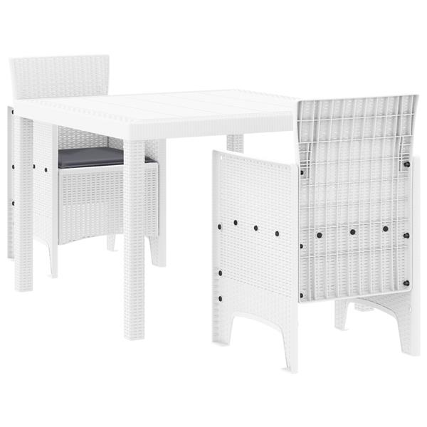 Grote foto vidaxl tuin eetset 3 pcs wit 100 x 100 x 73 cm poly rattan tuin en terras tuinmeubelen