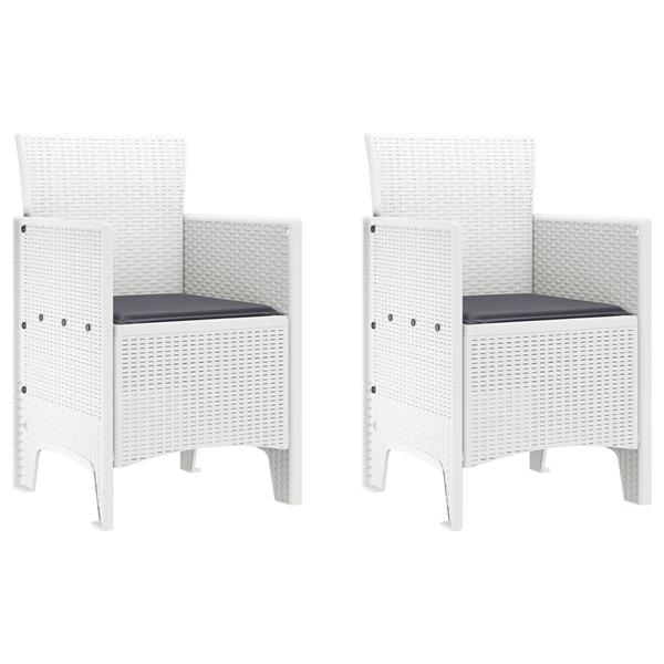 Grote foto vidaxl tuin eetset 3 pcs wit 100 x 100 x 73 cm poly rattan tuin en terras tuinmeubelen