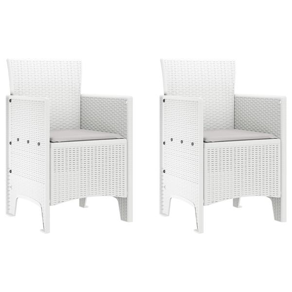 Grote foto vidaxl tuin eetset 3 pcs wit 100 x 100 x 73 cm plastic rattan tuin en terras tuinmeubelen