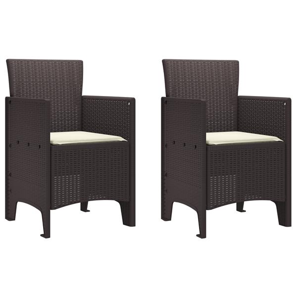 Grote foto vidaxl tuin eetset 3 pcs bruin 100 x 100 x 73 cm kunststof tuin en terras tuinmeubelen