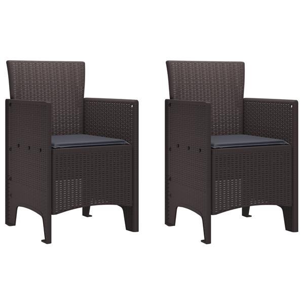 Grote foto vidaxl tuin eetset 3 pcs bruin 100 x 100 x 73 cm kunststof rattan tuin en terras tuinmeubelen