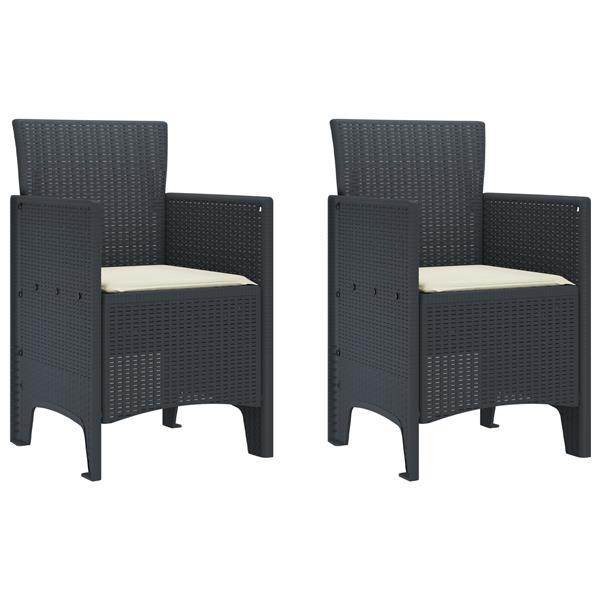 Grote foto vidaxl tuin eetset 3 pcs antraciet 100 x 100 x 73 cm kunststof tuin en terras tuinmeubelen