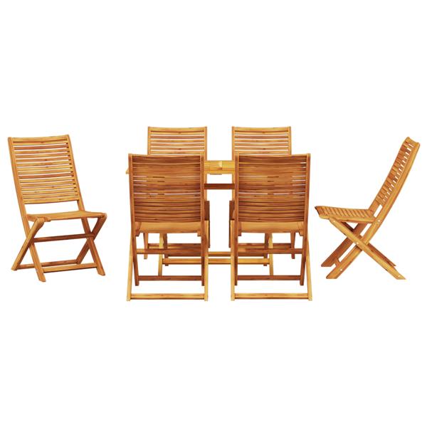 Grote foto vidaxl tuin eetset 7 pcs natuurlijk hout middelgroot acaciahout tuin en terras tuinmeubelen