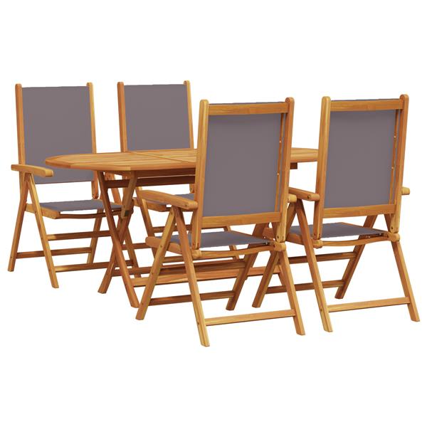 Grote foto vidaxl tuin eetset 5 pcs antraciet 4 zitter hout textiel tuin en terras tuinmeubelen