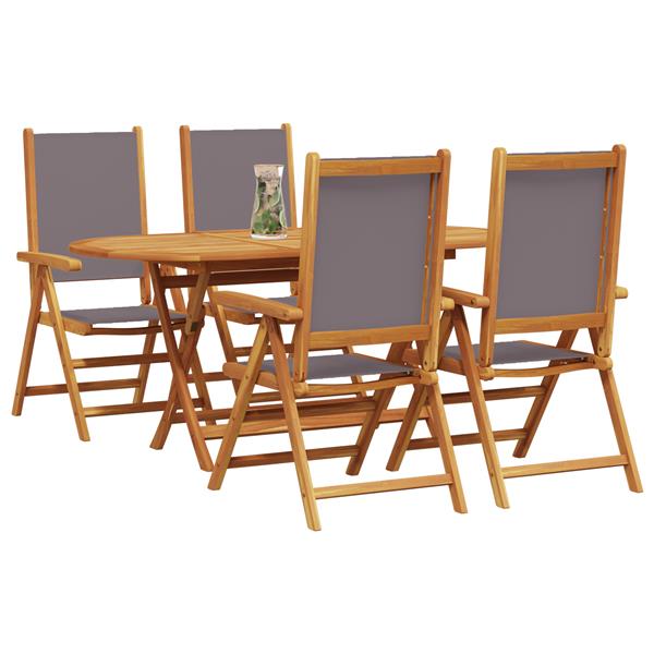 Grote foto vidaxl tuin eetset 5 pcs antraciet 4 zitter hout textiel tuin en terras tuinmeubelen