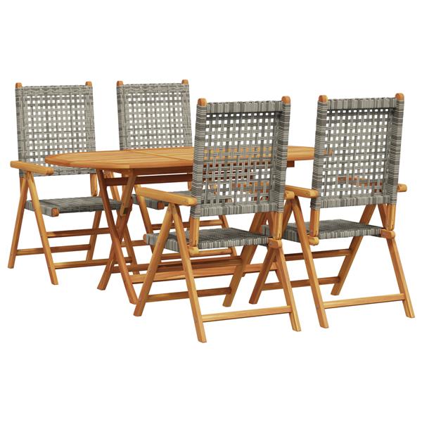 Grote foto vidaxl inklapbare tuintafel 5 pcs grijs tuin en terras tuinmeubelen