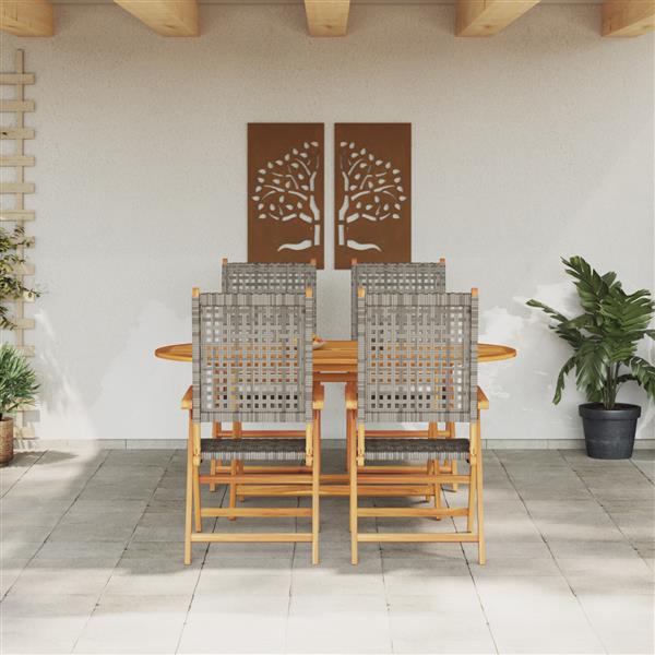 Grote foto vidaxl inklapbare tuintafel 5 pcs grijs tuin en terras tuinmeubelen