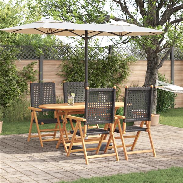 Grote foto vidaxl opvouwbare tuin tafel 5 pcs zwart tuin en terras tuinmeubelen