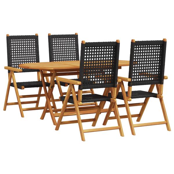 Grote foto vidaxl opvouwbare tuin tafel 5 pcs zwart tuin en terras tuinmeubelen