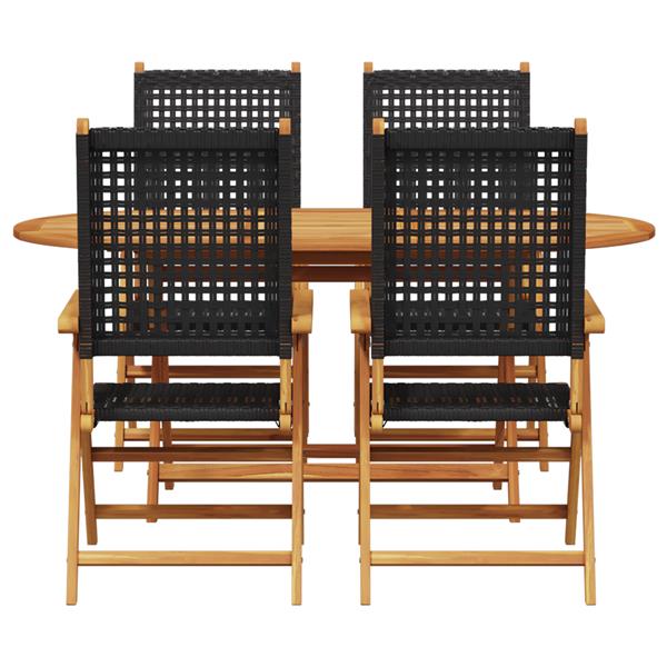 Grote foto vidaxl opvouwbare tuin tafel 5 pcs zwart tuin en terras tuinmeubelen