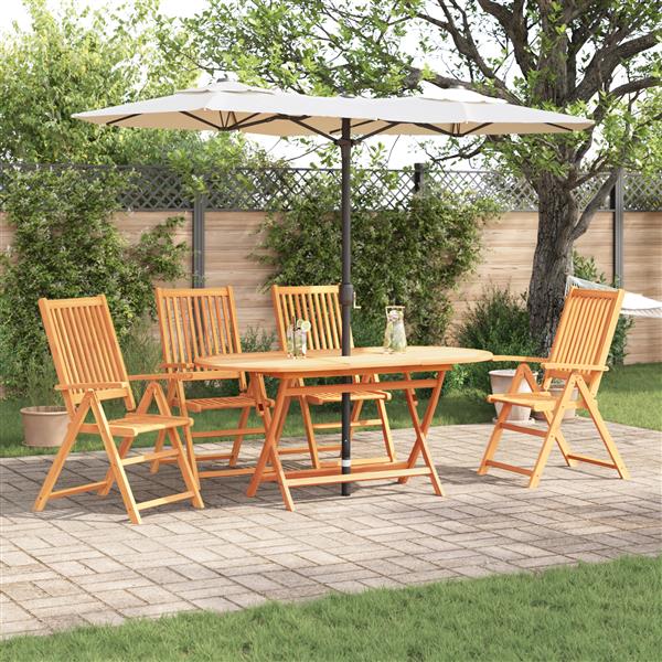 Grote foto vidaxl tuin eetset 5 pcs natuurlijk hout groot massief acaciahout tuin en terras tuinmeubelen