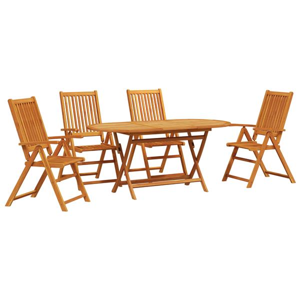 Grote foto vidaxl tuin eetset 5 pcs natuurlijk hout groot massief acaciahout tuin en terras tuinmeubelen