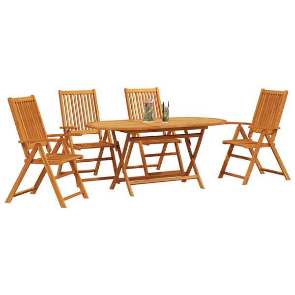 Grote foto vidaxl tuin eetset 5 pcs natuurlijk hout groot massief acaciahout tuin en terras tuinmeubelen