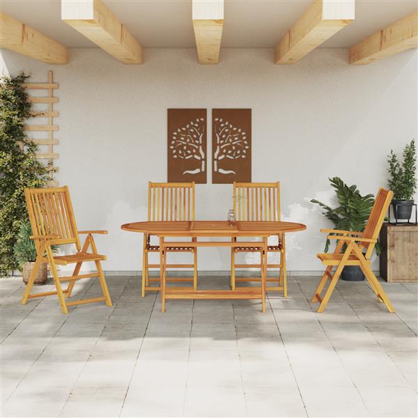 Grote foto vidaxl tuin eetset 5 pcs natuurlijk hout groot massief acaciahout tuin en terras tuinmeubelen