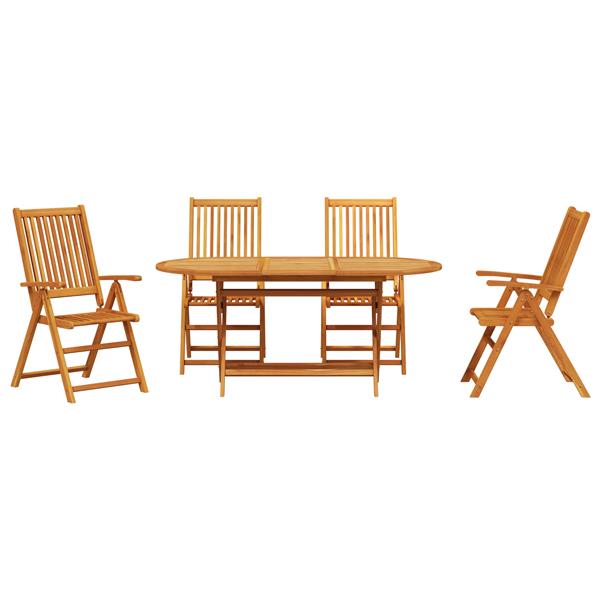 Grote foto vidaxl tuin eetset 5 pcs natuurlijk hout groot massief acaciahout tuin en terras tuinmeubelen