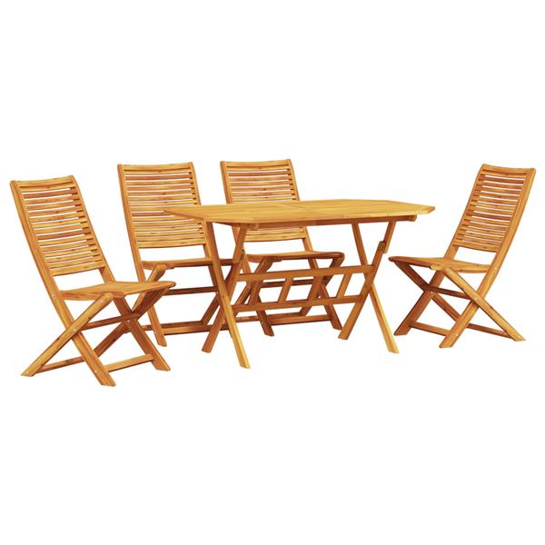 Grote foto vidaxl tuin eetset 5 pcs natuurlijk hout 135 cm x 85 cm x 75 cm tuin en terras tuinmeubelen