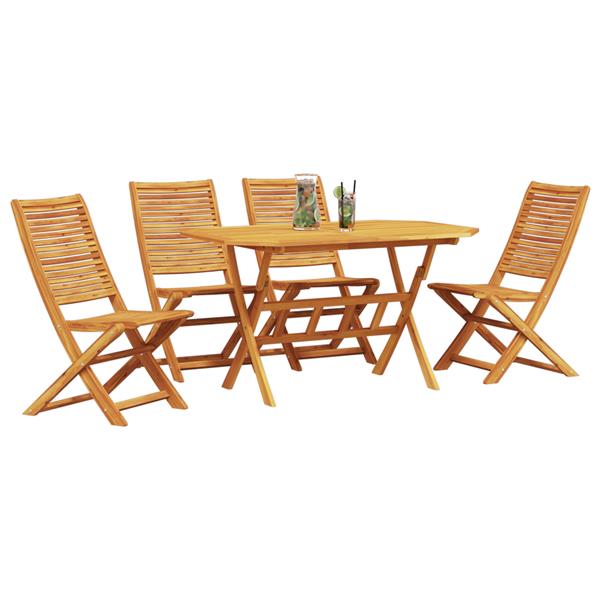 Grote foto vidaxl tuin eetset 5 pcs natuurlijk hout 135 cm x 85 cm x 75 cm tuin en terras tuinmeubelen