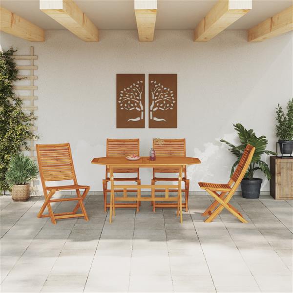 Grote foto vidaxl tuin eetset 5 pcs natuurlijk hout 135 cm x 85 cm x 75 cm tuin en terras tuinmeubelen