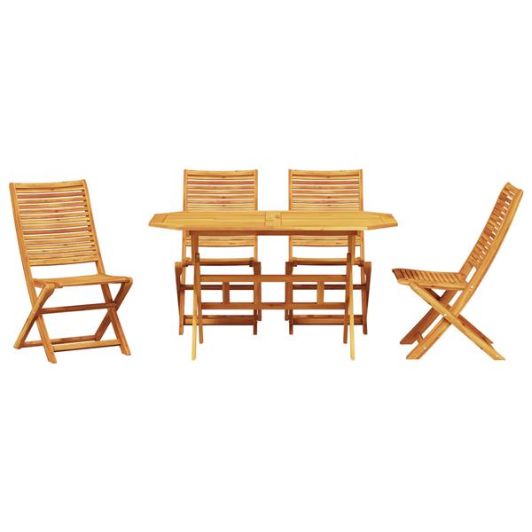 Grote foto vidaxl tuin eetset 5 pcs natuurlijk hout 135 cm x 85 cm x 75 cm tuin en terras tuinmeubelen