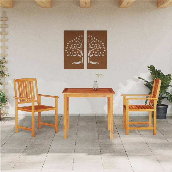 Grote foto vidaxl tuin eetset 3 pcs natuurlijk hout 90 x 90 x 74 cm tuin en terras tuinmeubelen
