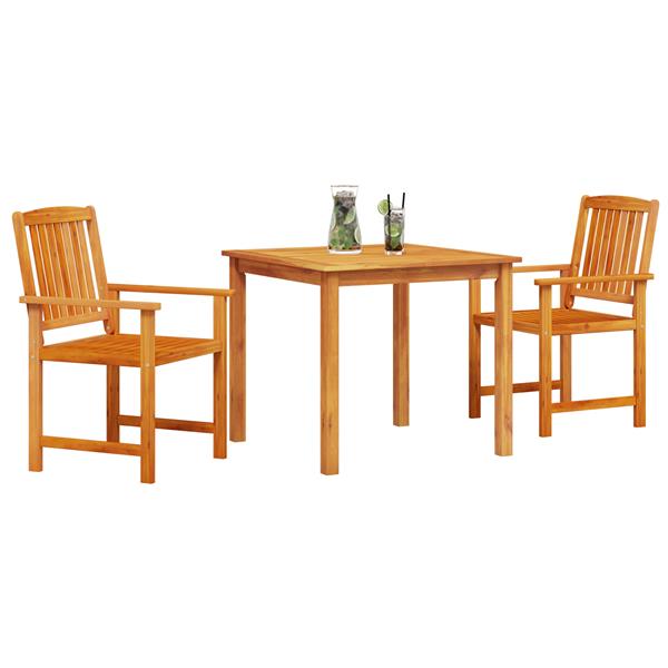 Grote foto vidaxl tuin eetset 3 pcs natuurlijk hout 90 x 90 x 74 cm tuin en terras tuinmeubelen