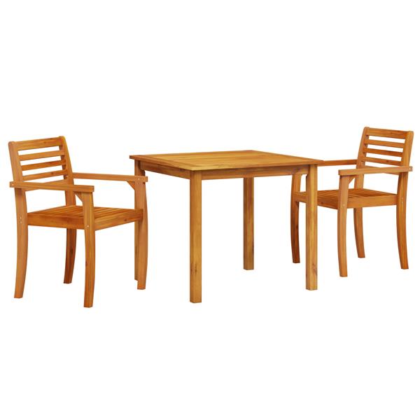 Grote foto vidaxl tuin eetset 3 pcs natuurlijk hout 85 x 85 x 75 cm tuin en terras tuinmeubelen