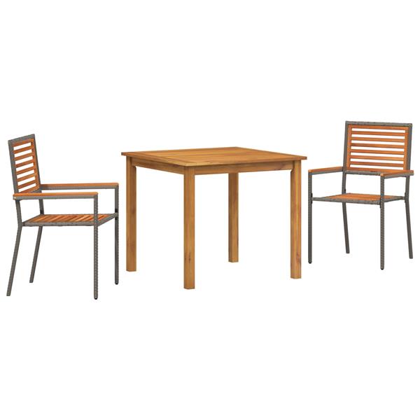 Grote foto vidaxl tuin eetset 3 pcs grijs 85 x 85 x 74 cm hout en metaal tuin en terras tuinmeubelen