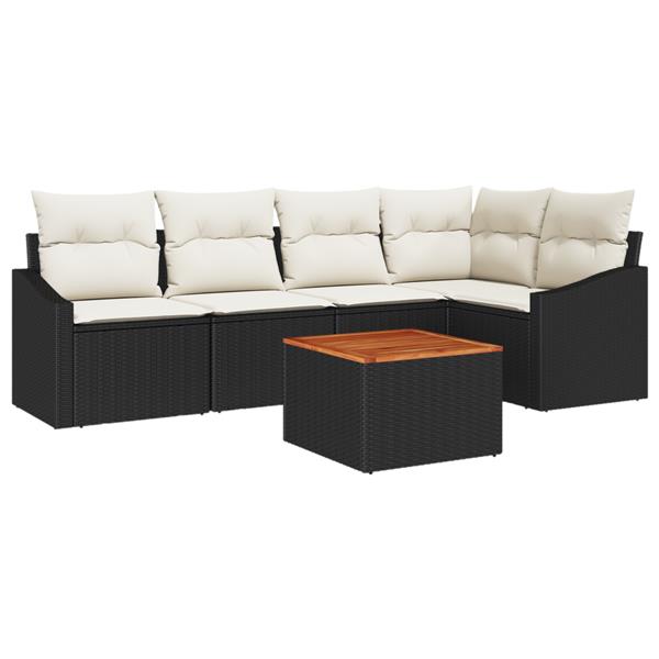 Grote foto vidaxl tuin sofa set 6 pcs zwart wit 55 x 55 x 37 cm tuin en terras tuinmeubelen
