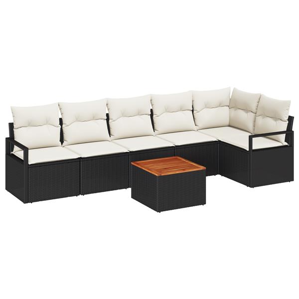Grote foto vidaxl tuin sofa set 7 pcs zwart wit groot tuin en terras tuinmeubelen
