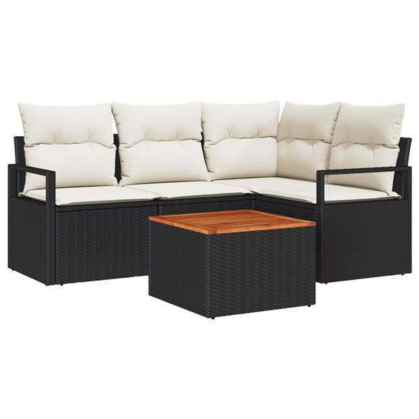 Grote foto vidaxl tuin sofa set 5 pcs zwart wit middelgroot tuin en terras tuinmeubelen