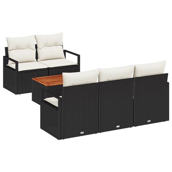 Grote foto vidaxl tuin sofa set 6 pcs zwart wit groot riet hout tuin en terras tuinmeubelen