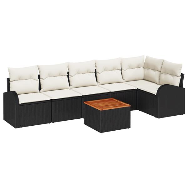 Grote foto vidaxl tuin sofa set 7 pcs zwart wit groot riet stof metaal tuin en terras tuinmeubelen