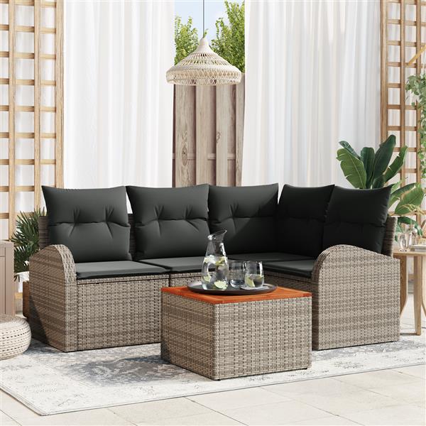 Grote foto vidaxl tuin sofa set 5 pcs grijs groot rattan tuin en terras tuinmeubelen