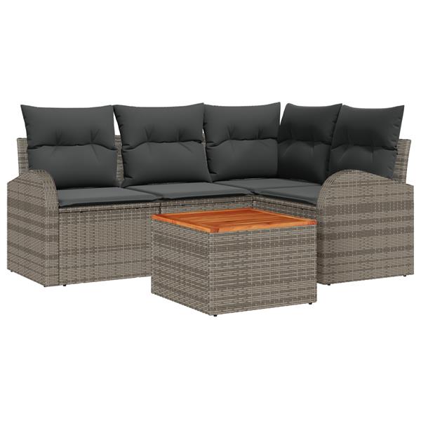 Grote foto vidaxl tuin sofa set 5 pcs grijs groot rattan tuin en terras tuinmeubelen