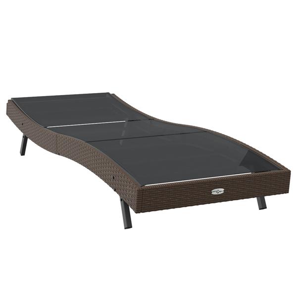 Grote foto vidaxl ligstoel met kussen 1 persoon bruin 197 x 70 x 82 cm poly riet tuin en terras tuinmeubelen