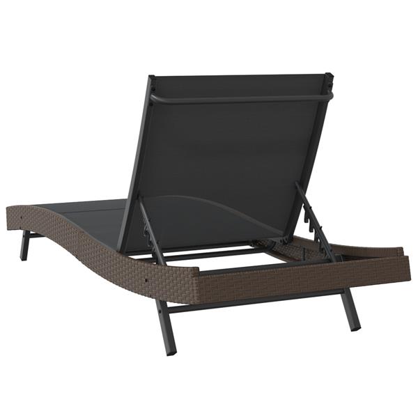 Grote foto vidaxl ligstoel met kussen 1 persoon bruin 197 x 70 x 82 cm poly riet tuin en terras tuinmeubelen