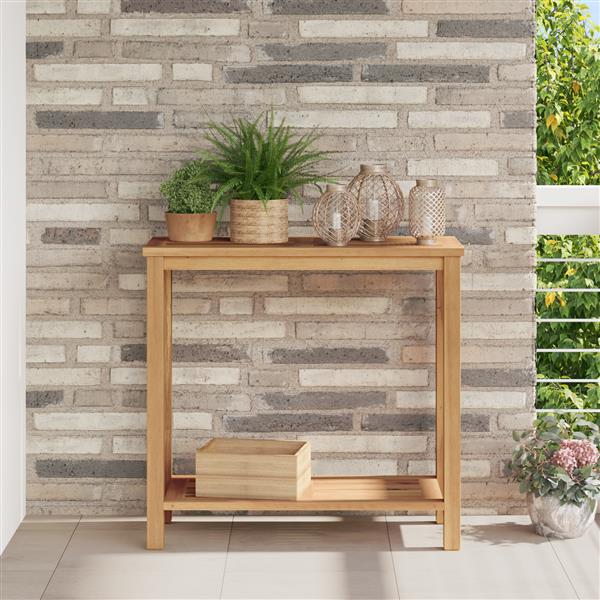 Grote foto vidaxl wandtafel met opslag met plank bruin 85 x 35 x 75 cm massief teakhout tuin en terras tuinmeubelen