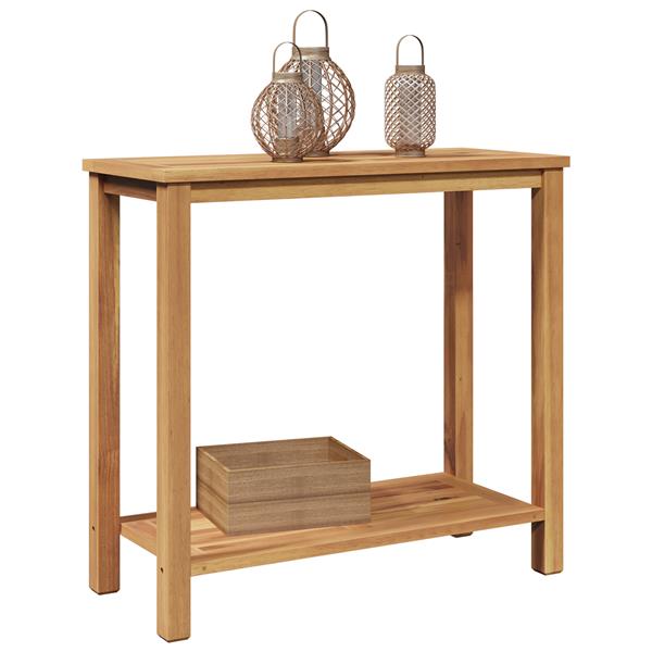 Grote foto vidaxl wandtafel met opslag met plank bruin 85 x 35 x 75 cm massief teakhout tuin en terras tuinmeubelen