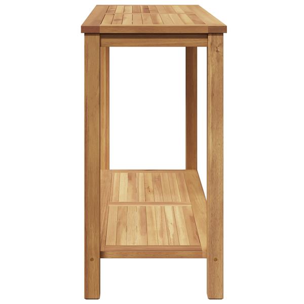 Grote foto vidaxl wandtafel met opslag met plank bruin 110 x 40 x 45 cm massief teakhout tuin en terras tuinmeubelen